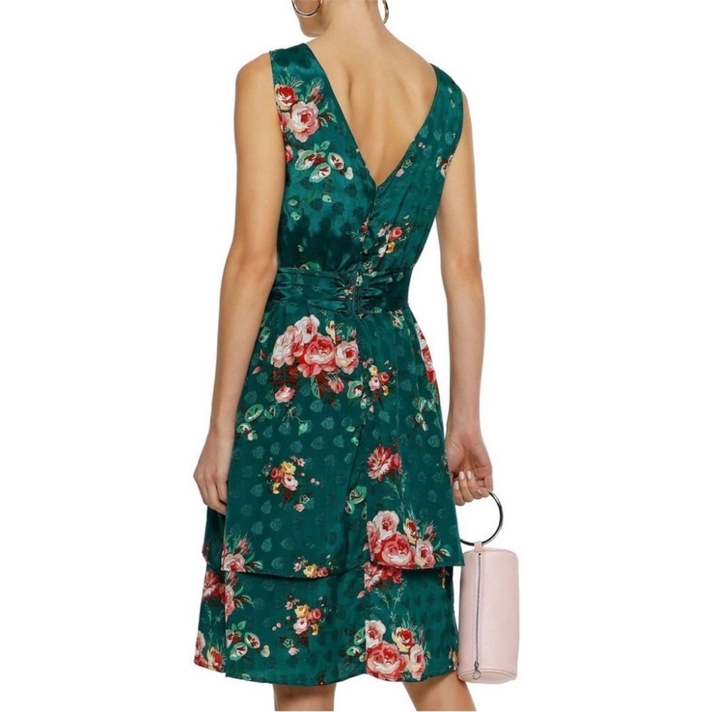 Walter Baker Kelson Green Floral Print V-Neck Sleeveless Midi Dress Size 6 - Picture 6 of 10